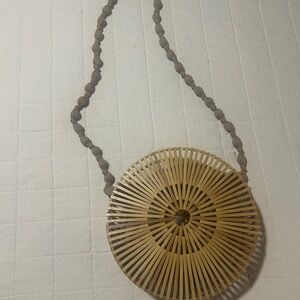 Round Bamboo Crossbody Bag